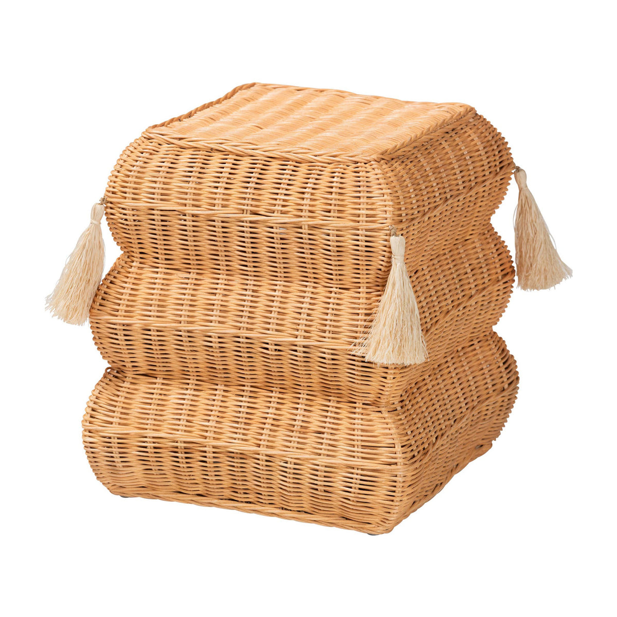 Tasseled Rattan Footstool | OROA Kids Noura