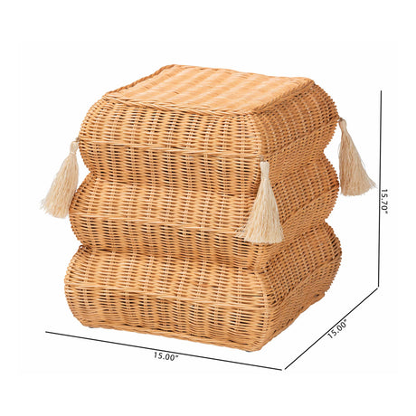 Tasseled Rattan Footstool | OROA Kids Noura