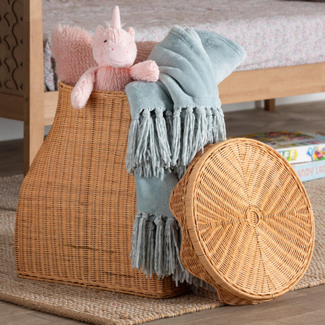 Handwoven Wicker Laundry Hamper – Ada – angled view