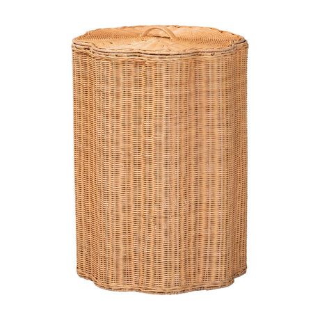 Rattan Scallop-Edge Laundry Hamper – Danilo – front view