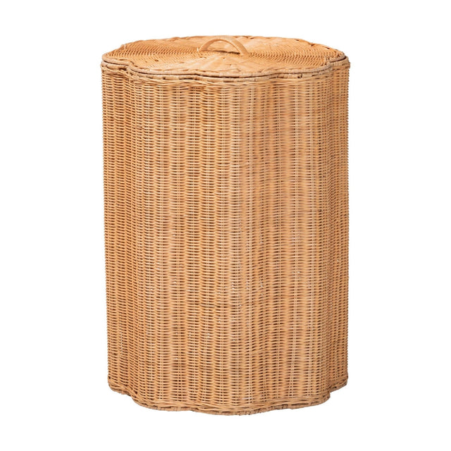 Rattan Scallop-Edge Laundry Hamper – Danilo – front view