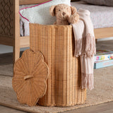 Rattan Scallop-Edge Laundry Hamper – Danilo – angled view