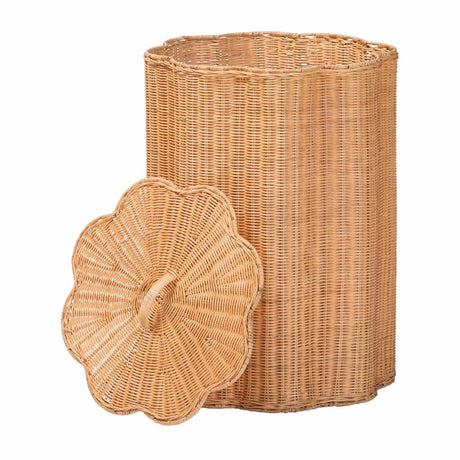 Rattan Scallop-Edge Laundry Hamper – Danilo – rear view