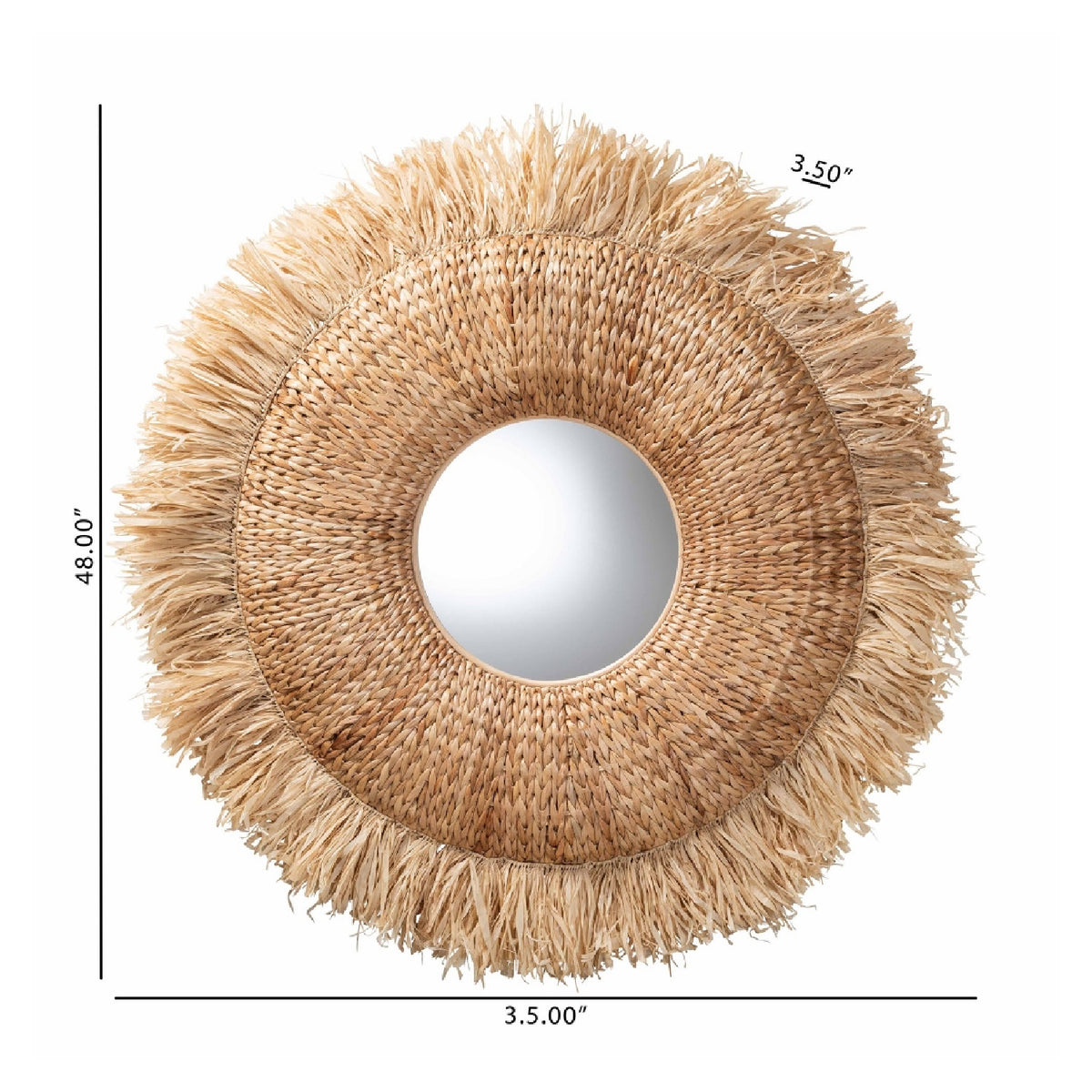 Fringed Rattan Wall Mirror |  OROA Kids Ashra