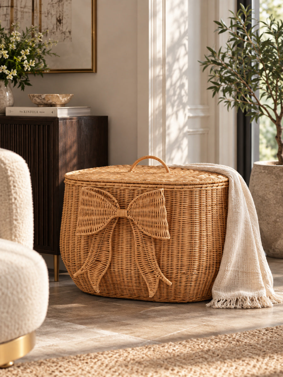 Wide Rattan Laundry Basket | OROA Kids Creusa