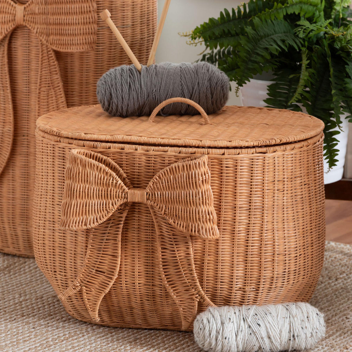 Wide Rattan Laundry Basket | OROA Kids Creusa