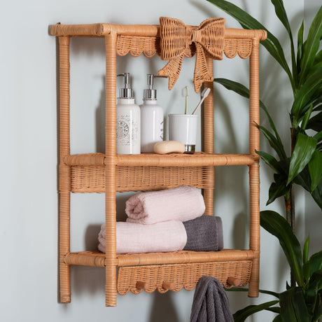 Bow Detail Rattan Wall Shelf | OROA Kids Creusa