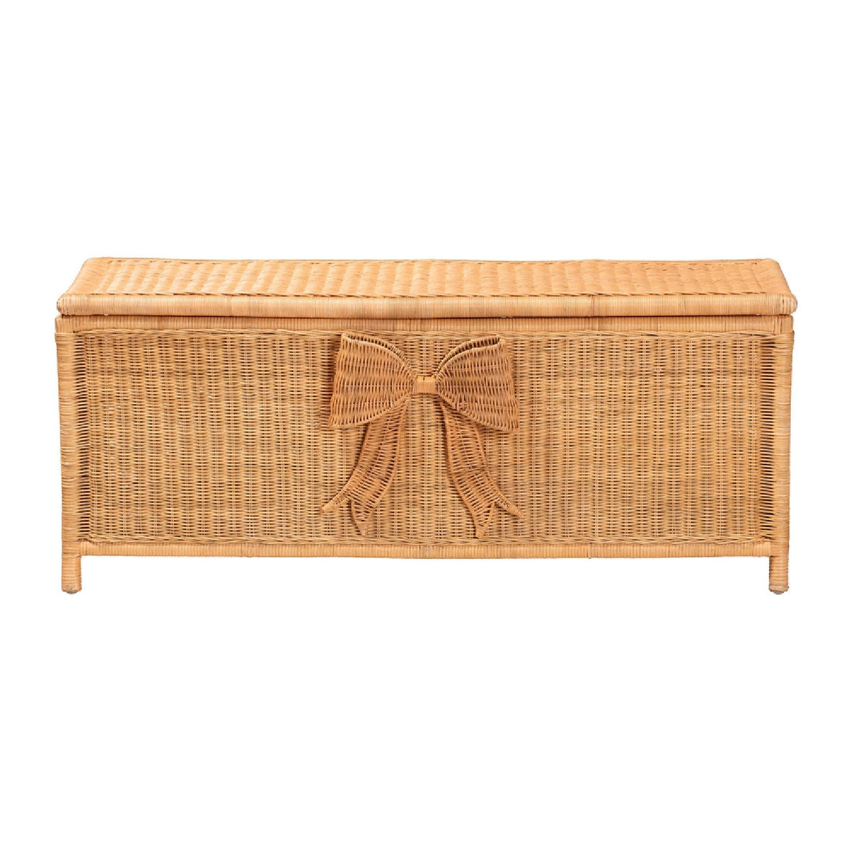 Bow Detail Rattan Storage Bench | OROA Kids Creusa
