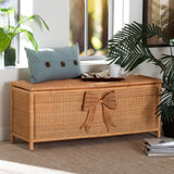 Bow Detail Rattan Storage Bench | OROA Kids Creusa