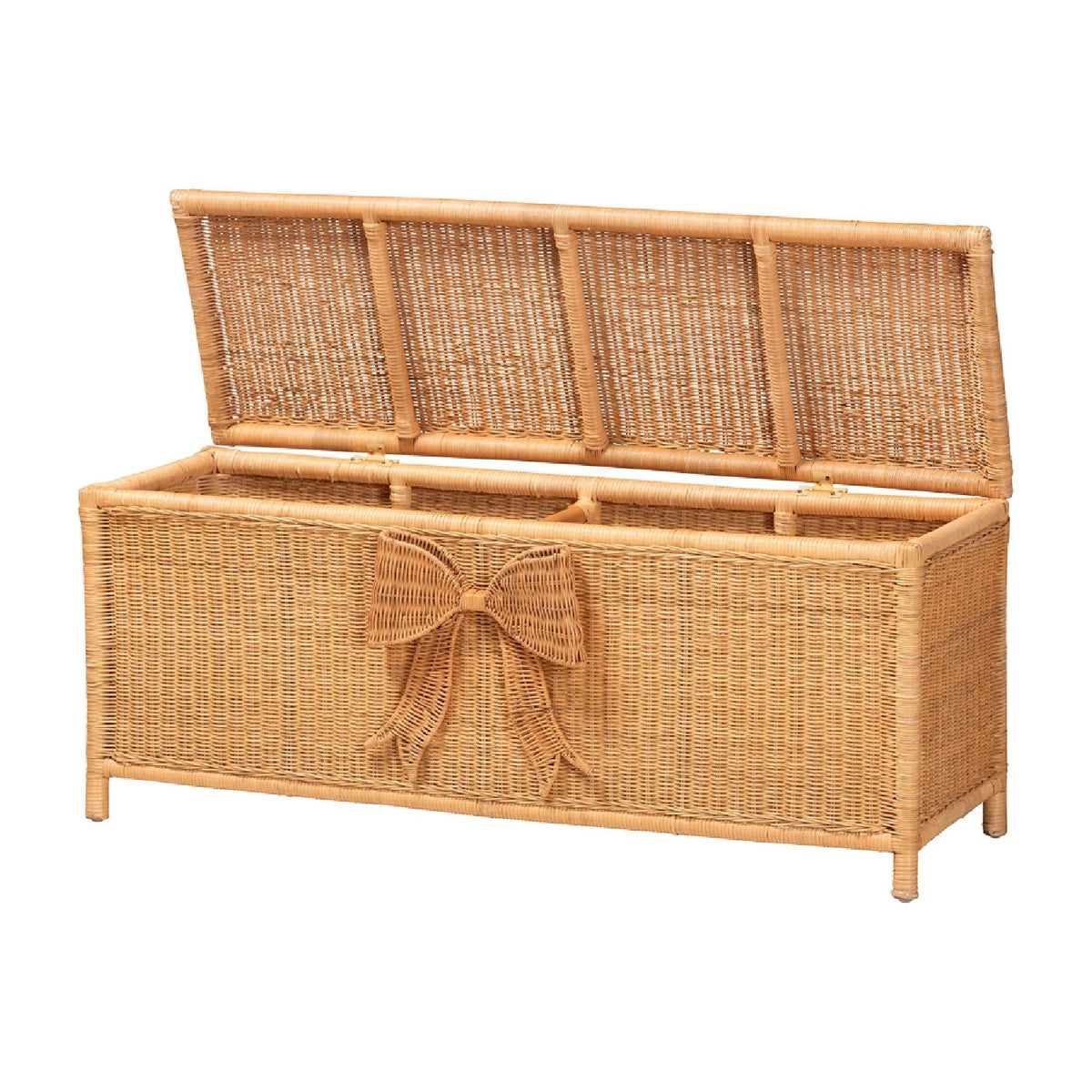 Bow Detail Rattan Storage Bench | OROA Kids Creusa