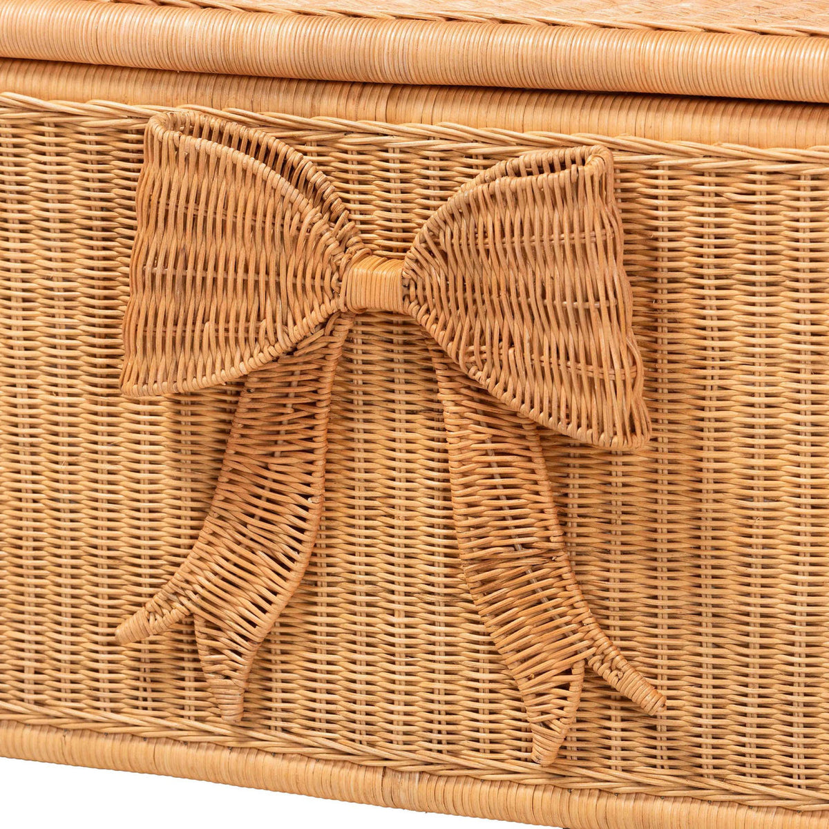 Bow Detail Rattan Storage Bench | OROA Kids Creusa