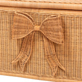 Bow Detail Rattan Storage Bench | OROA Kids Creusa