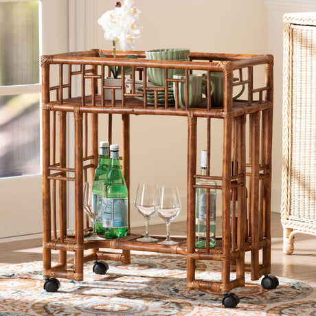 Rattan Open-Shelf Kitchen Cart | Bali Loom Tahlia