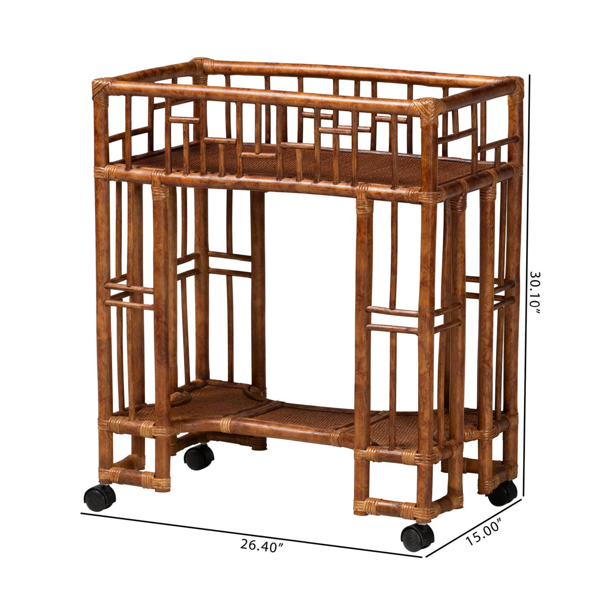 Rattan Open-Shelf Kitchen Cart | Bali Loom Tahlia