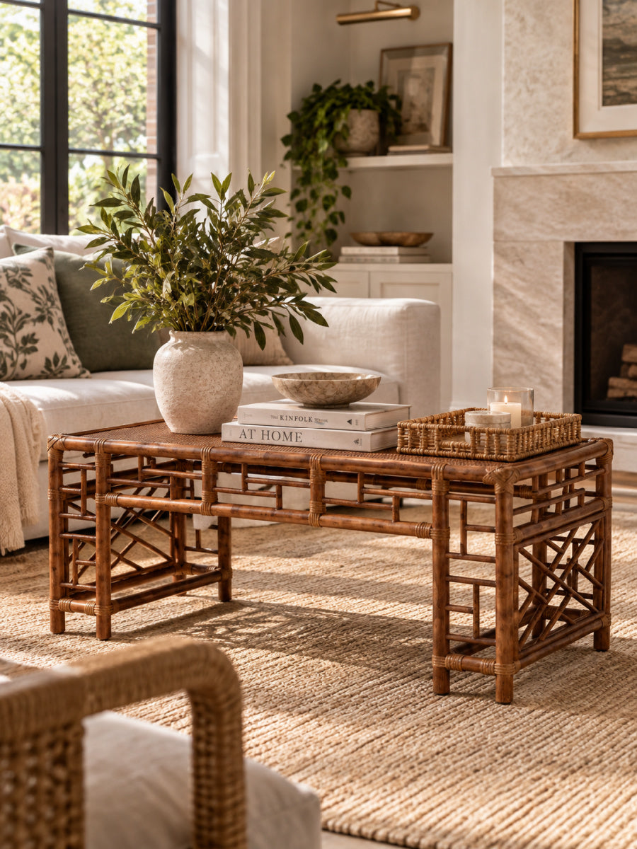 Marbled Rattan Coffee Table | Bali Loom Wahid