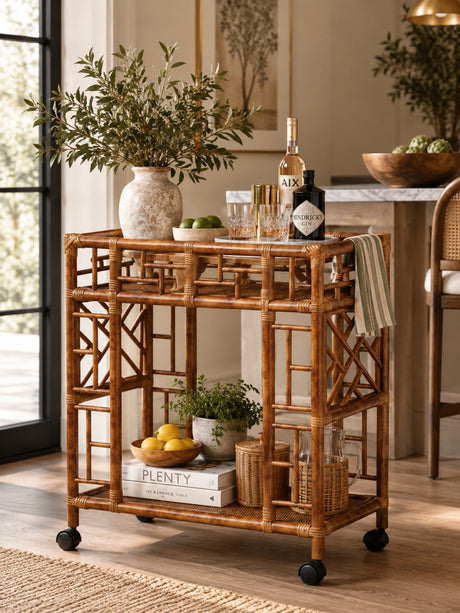 Marbled Rattan Kitchen Cart | Bali Loom Wahid