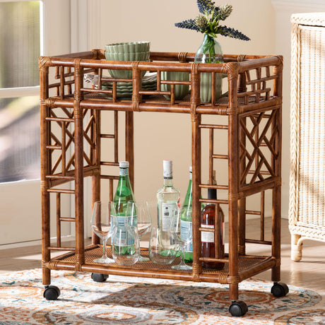 Marbled Rattan Kitchen Cart | Bali Loom Wahid