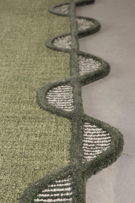 Green Wool Carpet 5' x 7'5" | Bold Monkey Sugar Lines | Oroa.com