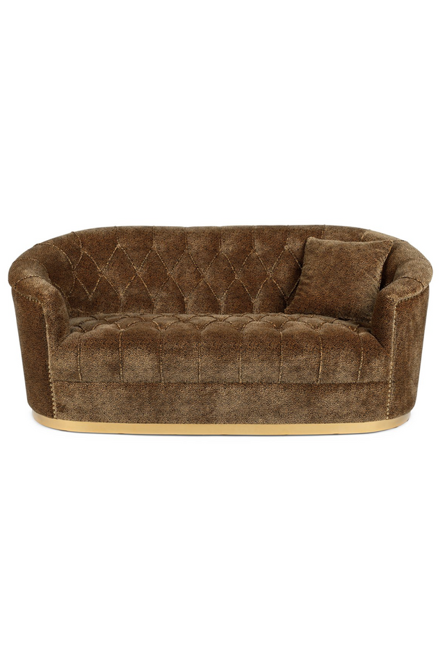Curved Tufted Brown Velvet Sofa | Bold Monkey Too Pretty To Sit On | OROA.com