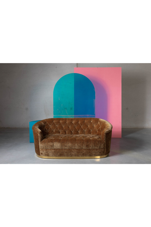 Curved Tufted Brown Velvet Sofa | Bold Monkey Too Pretty To Sit On | OROA.com