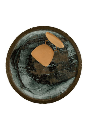 Round Khaki-Green Fringe Area Rug 70" | Bold Monkey Rocky | OROA.com