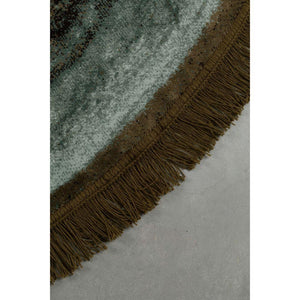 Round Khaki-Green Fringe Area Rug 70" | Bold Monkey Rocky | OROA.com