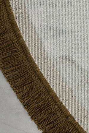 Round Khaki-Green Fringe Area Rug 70" | Bold Monkey Rocky | OROA.com