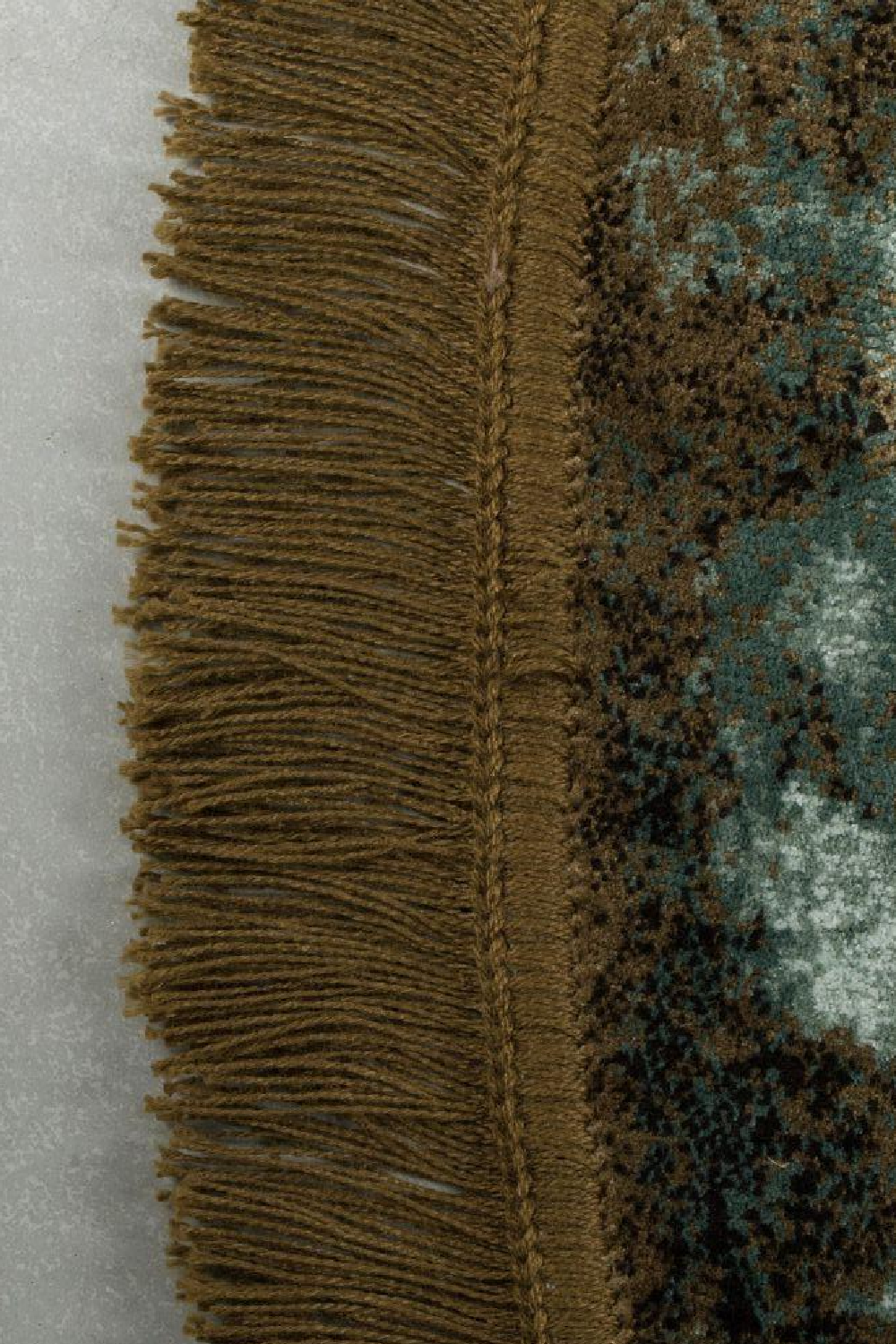 Round Khaki-Green Fringe Area Rug 70" | Bold Monkey Rocky | OROA.com