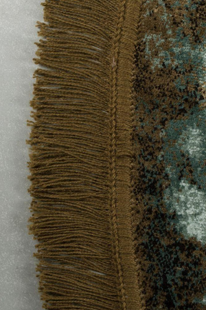 Round Khaki-Green Fringe Area Rug 70" | Bold Monkey Rocky | OROA.com