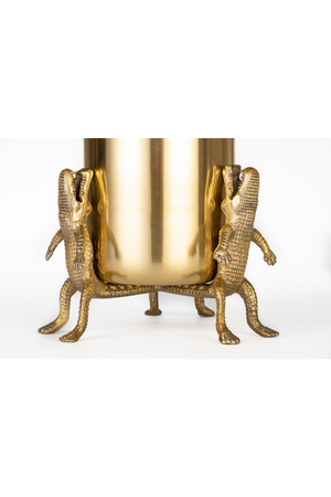 Gold Lacquered Vase | Bold Monkey Surrounded by Crocodiles | OROA.com