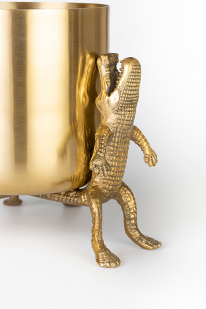 Gold Lacquered Vase | Bold Monkey Surrounded by Crocodiles | OROA.com