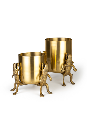 Gold Lacquered Vase | Bold Monkey Surrounded by Crocodiles | OROA.com