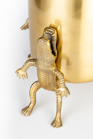 Gold Lacquered Vase | Bold Monkey Surrounded by Crocodiles | OROA.com