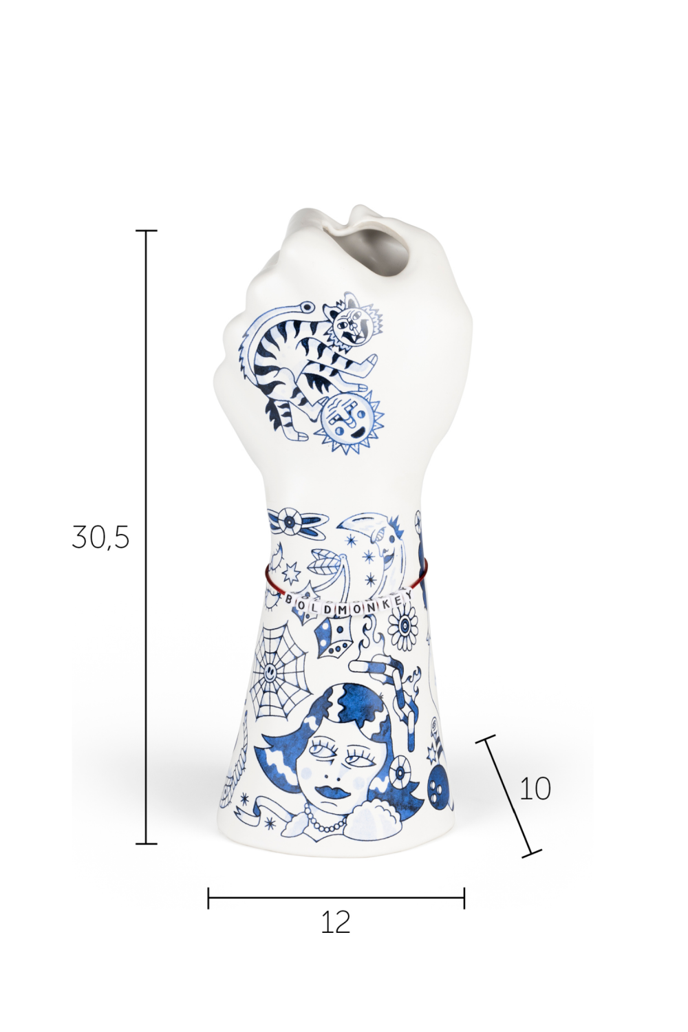 Handpainted Ceramic Fist Vase | Bold Monkey Liberty Matters | OROA.com