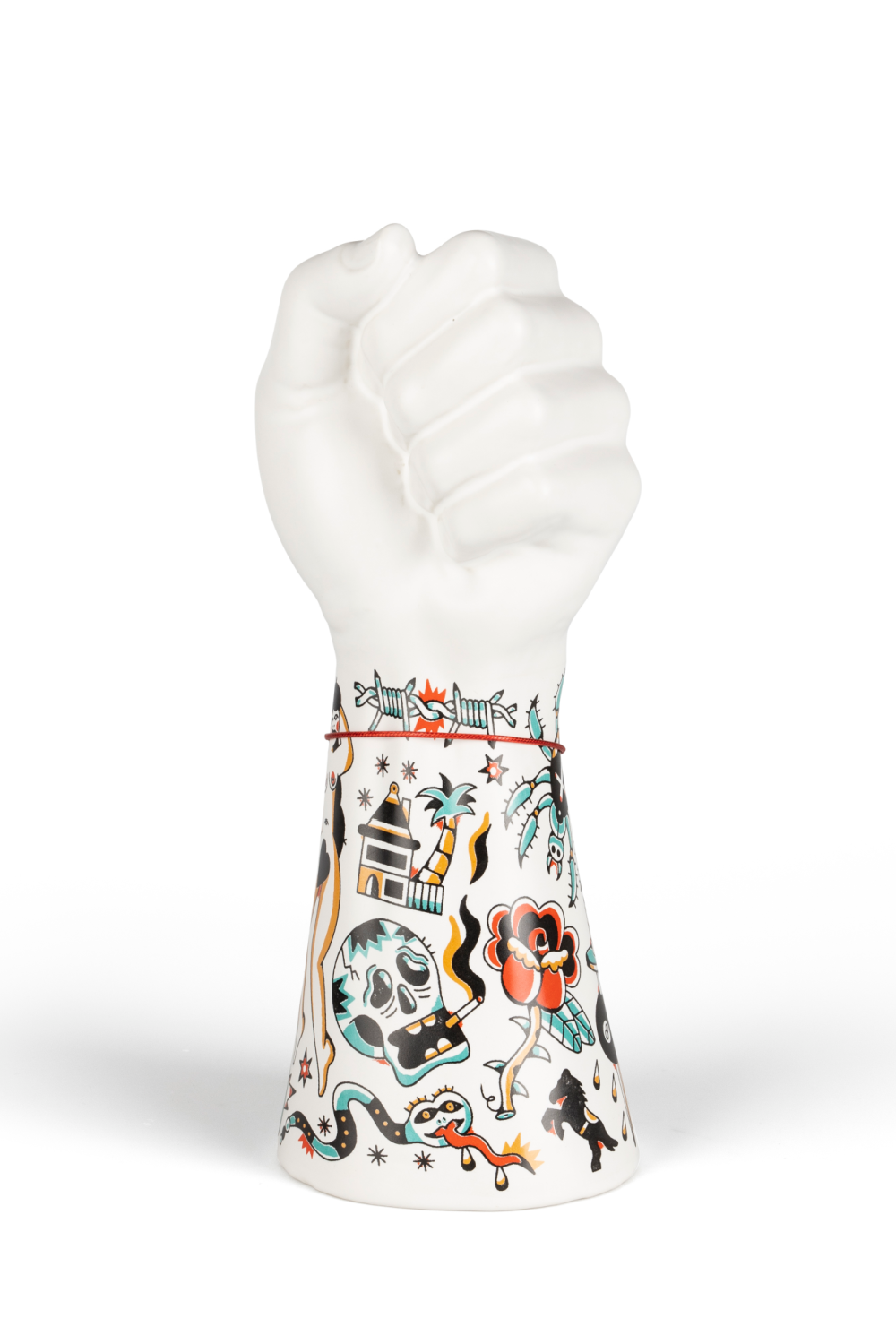 Handpainted Ceramic Fist Vase | Bold Monkey Liberty Matters | OROA.com