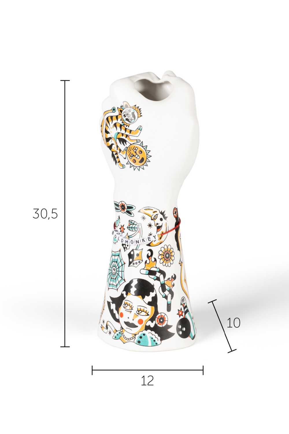 Handpainted Ceramic Fist Vase | Bold Monkey Liberty Matters | OROA.com