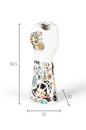 Handpainted Ceramic Fist Vase | Bold Monkey Liberty Matters | OROA.com