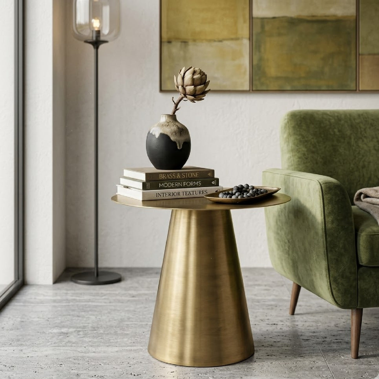   Brass Pedestal Side Table | Oroa.com