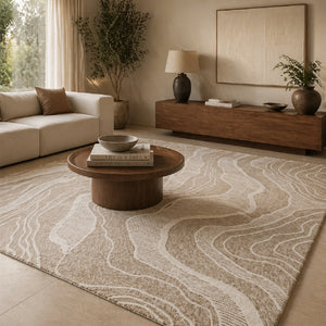   Beige Swirl Wool Rug | Oroa.com