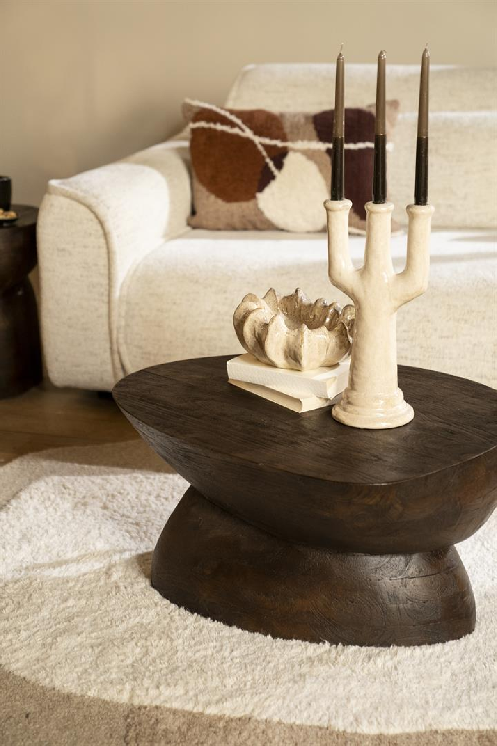 Wooden Organic Coffee Table | By-Boo Cobble