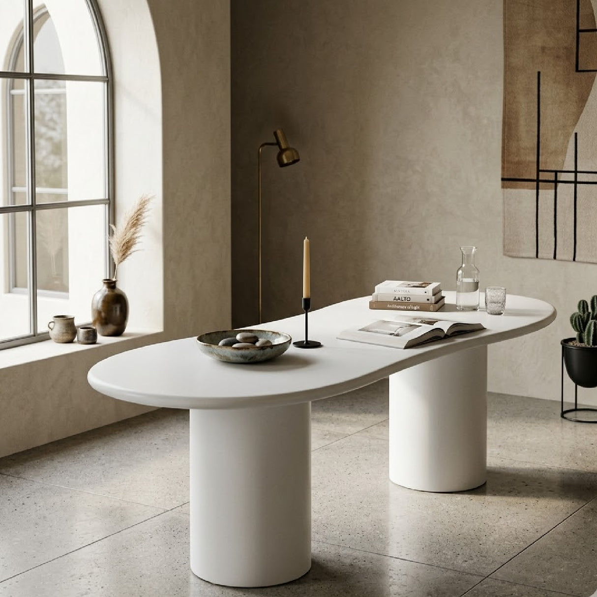   (Open box) White Glass Organic Dining Table | Oroa.com