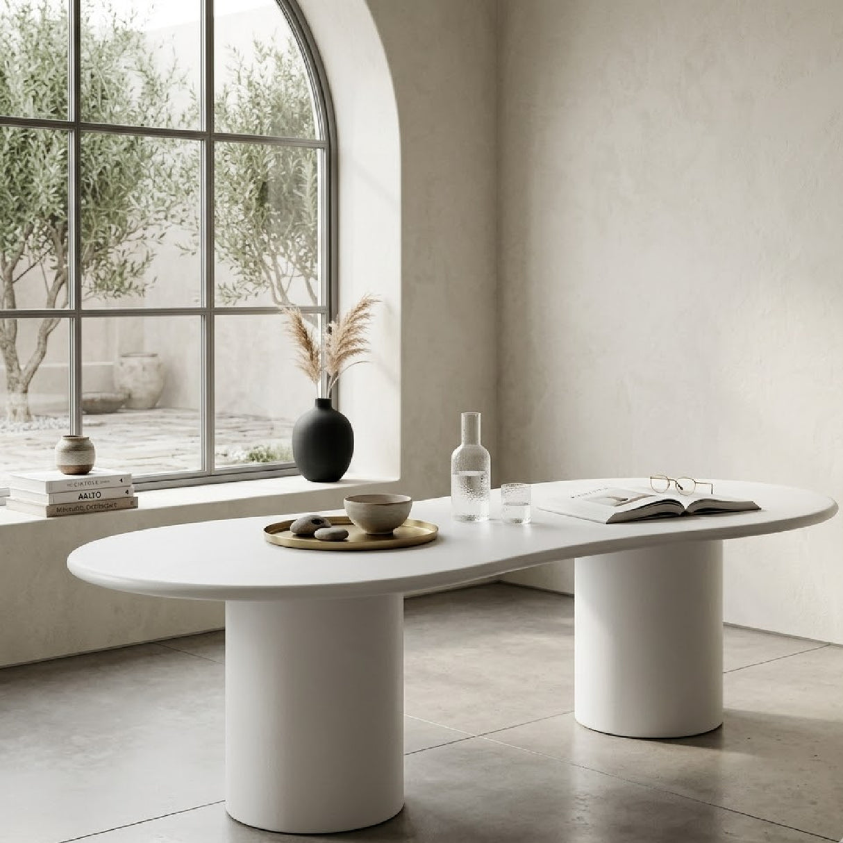   White Glass Organic Dining Table | Oroa.com