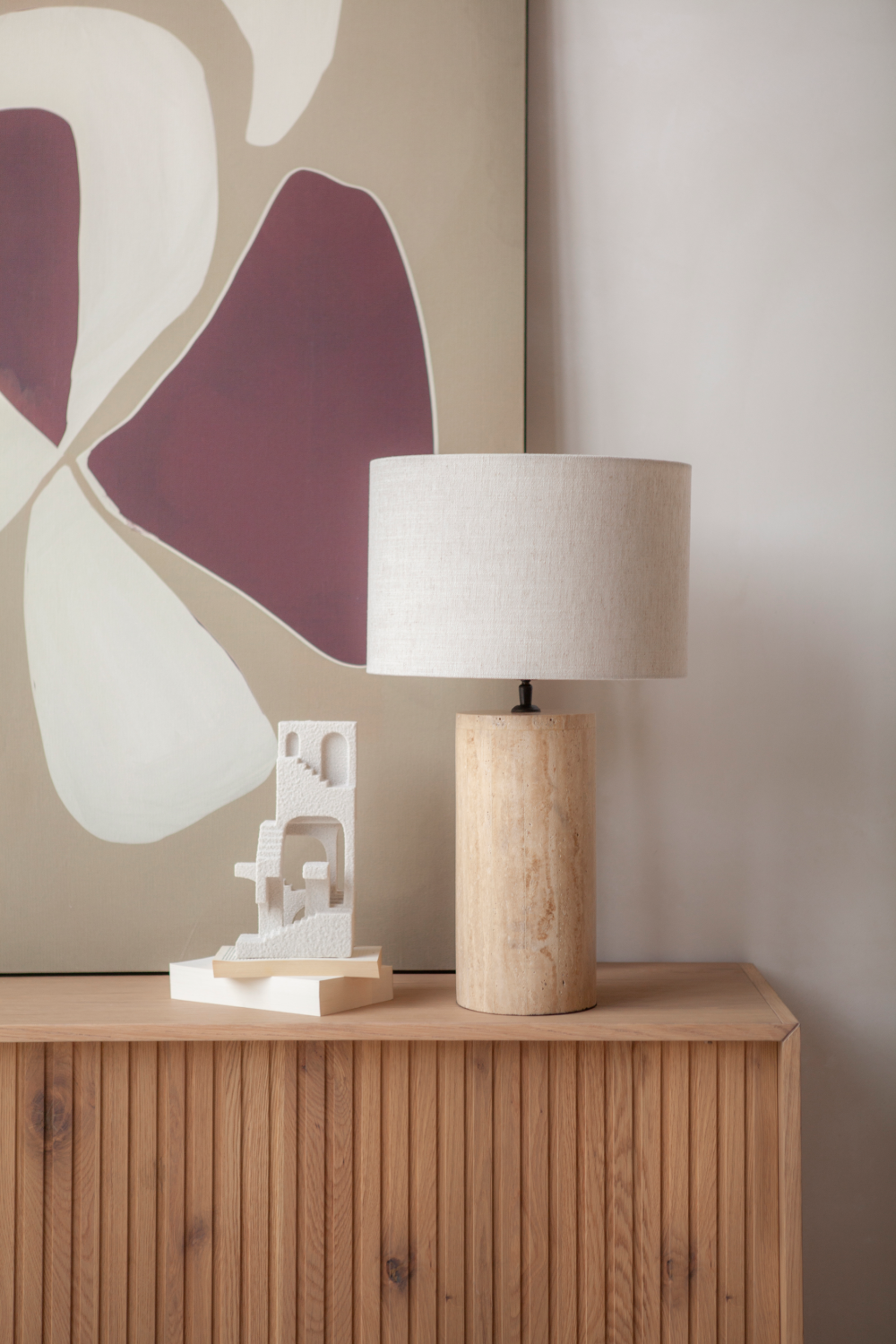 Cylindrical Travertine Table Lamp | By-Boo Amara | OROA.com