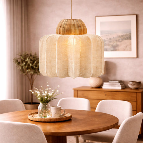   Natural Fiber Fluted Pendant Light | Oroa.com