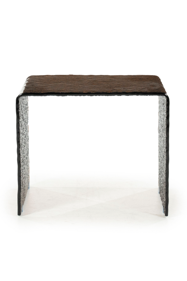 Textured Brown Glass Side Table | By-Boo Ripple | Oroa.com