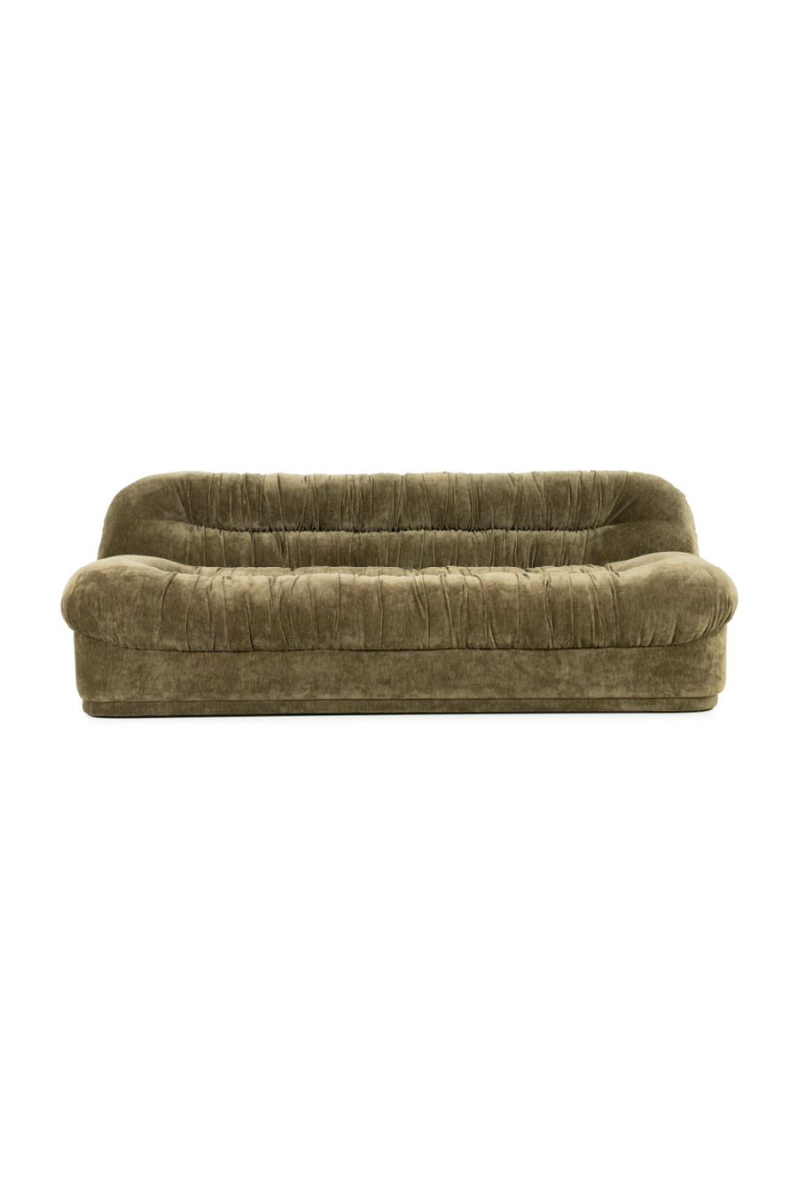 Beige-brown velvet sofa full-front