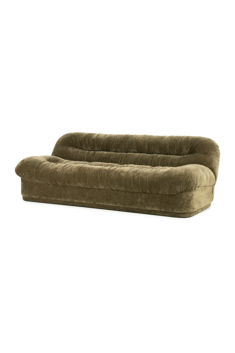 Olive-beige velvet sofa front