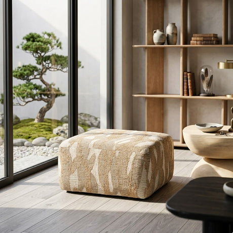   Printed Fabric Square Pouf L | Oroa.com