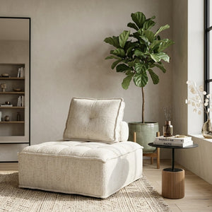   Square-Tufted Beige Lounge Chair | Oroa.com
