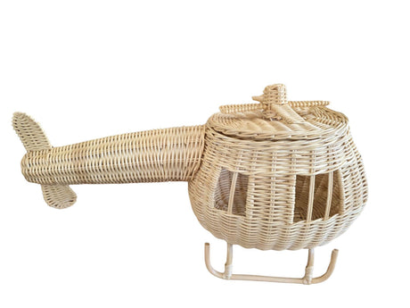 Rattan Toy Helicopter | Montessori Airplane Nursery Decor